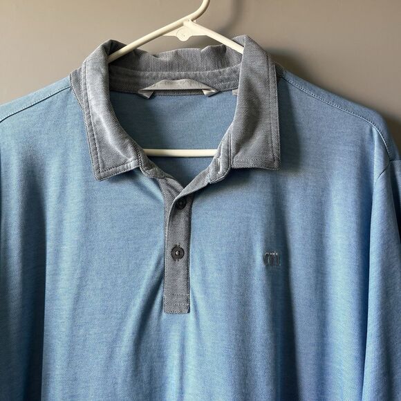 Travis Mathew Polo Shirt Mens XL Blue Gray Short Sleeve Golf Outdoor Performance - Picture 3 of 13